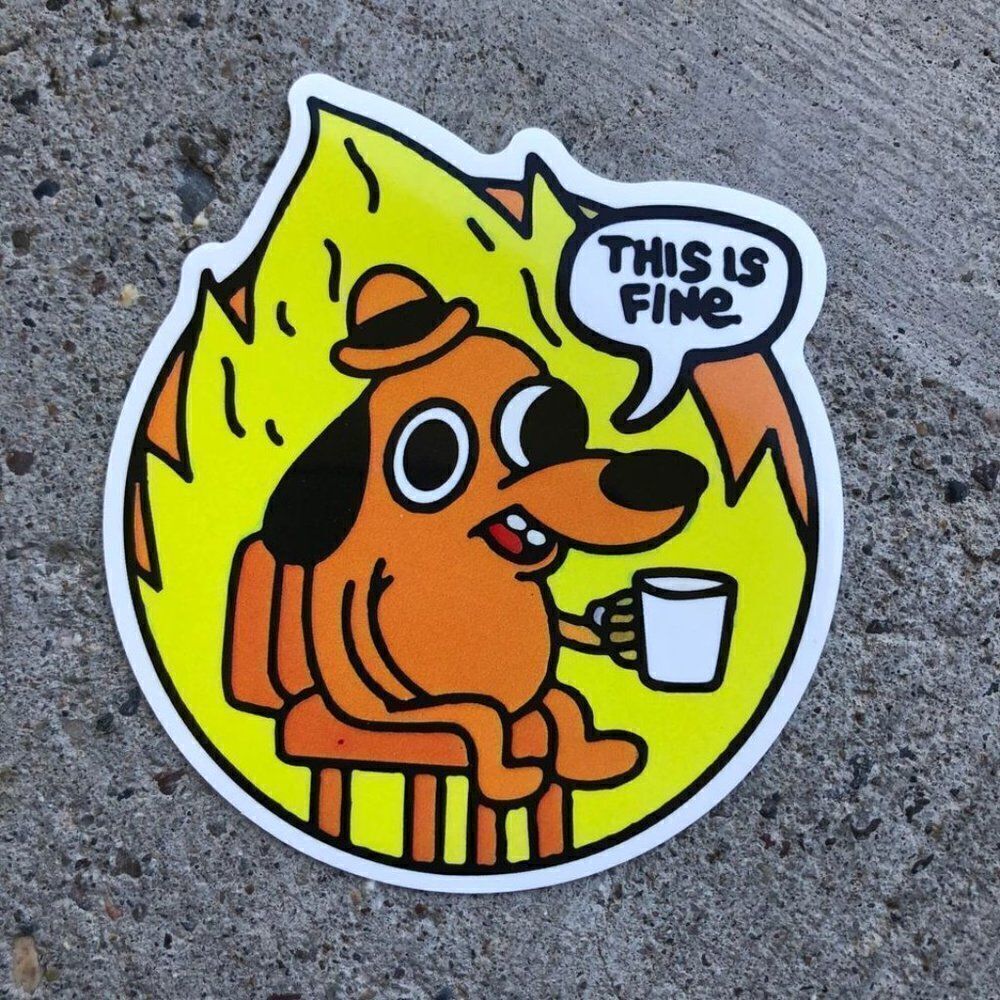 10pc This is Fine Vinyl Stickers 3” - Funny Dog Meme Fire